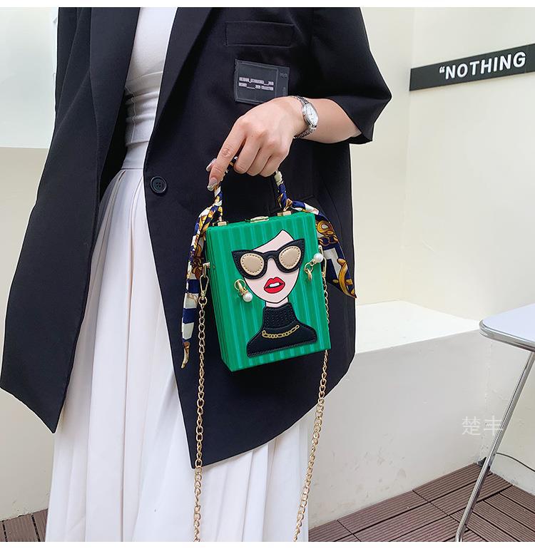 Women'S Gender Fashion Style Square Shape Women'S Arylic Cartoon Fashion Lock Clasp Handbag