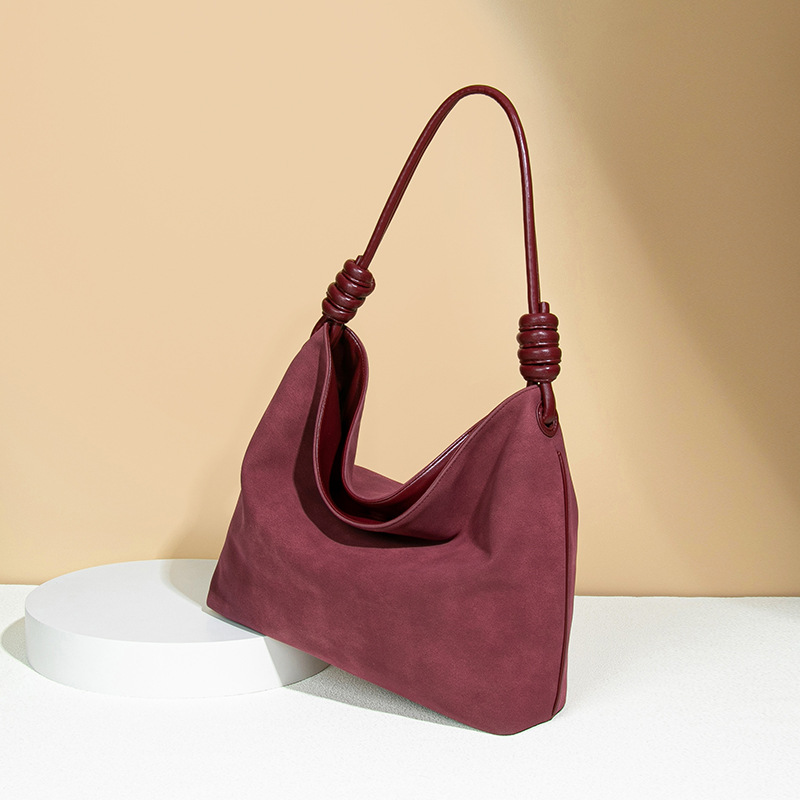 New Korean Style Women's Autumn/Winter Retro Faux Suede Tote Bag Luxury Casual Large Capacity Shoulder Bag - Thumbnail 4