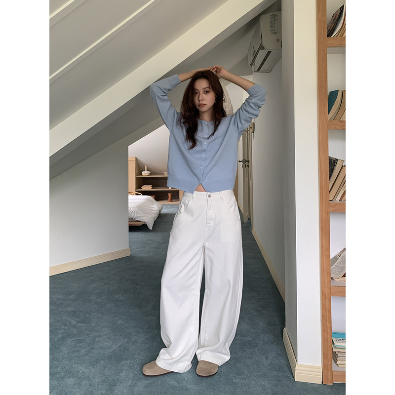 Sixi Four Happiness Brand Exotic Pants King White 3D Cut Scissor-Cut Jeans Loose Casual Banana Pants # 4536N