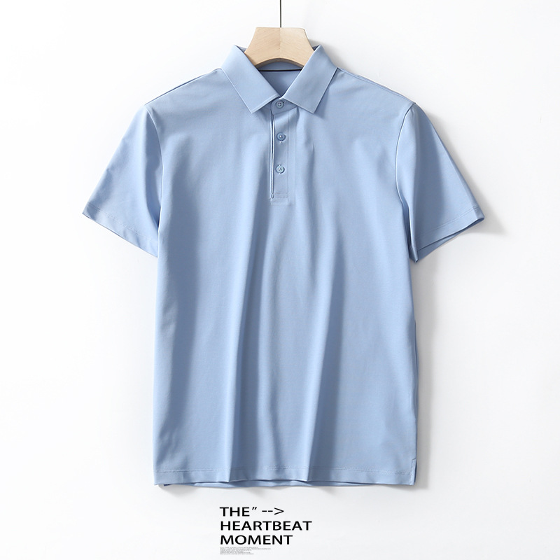 Cool Cold-Feeling Quick-Drying Series! Cotton Dad Wear Father's Day Men's Classy Pure Color Short-Sleeved Polo Shirt for Men