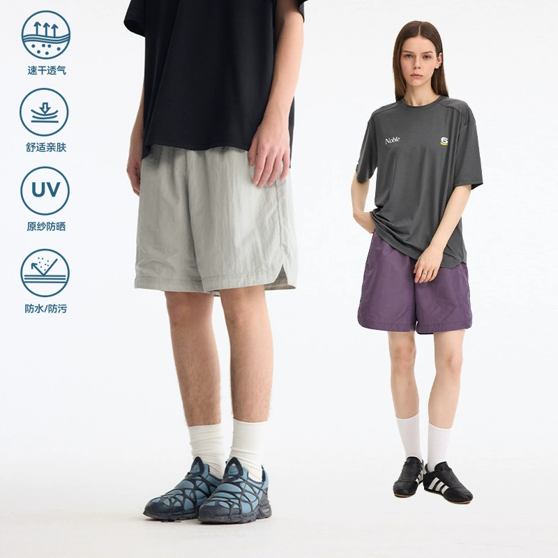 UNF 25 весна-лето новая американская металлическая текстура три-анти-спортивные быстродушные шорты с эластической шнуровкой