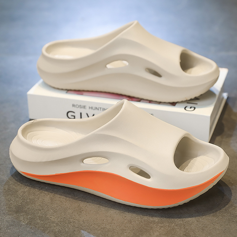 Pantuflas, estilo caliente de verano para hombres, deportes, ocio, fondo suave antideslizante, pisando mierda, sandalias de baño de interior en casa