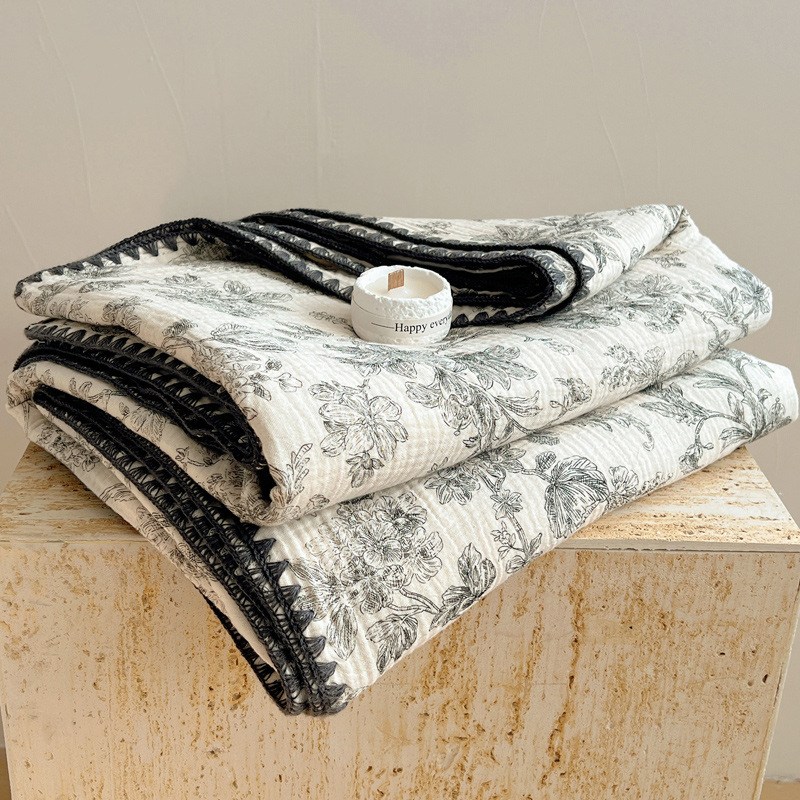 Una colcha fresca de verano de hilo de doble capa para niños, colcha de verano de algodón puro, colcha de aire acondicionado lavable a máquina, colcha fina para bebé