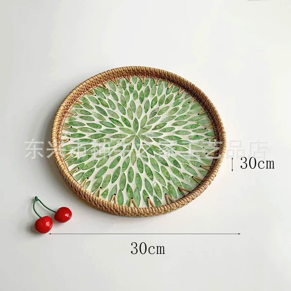 [圆形绿满叶子托盘30*3cm]