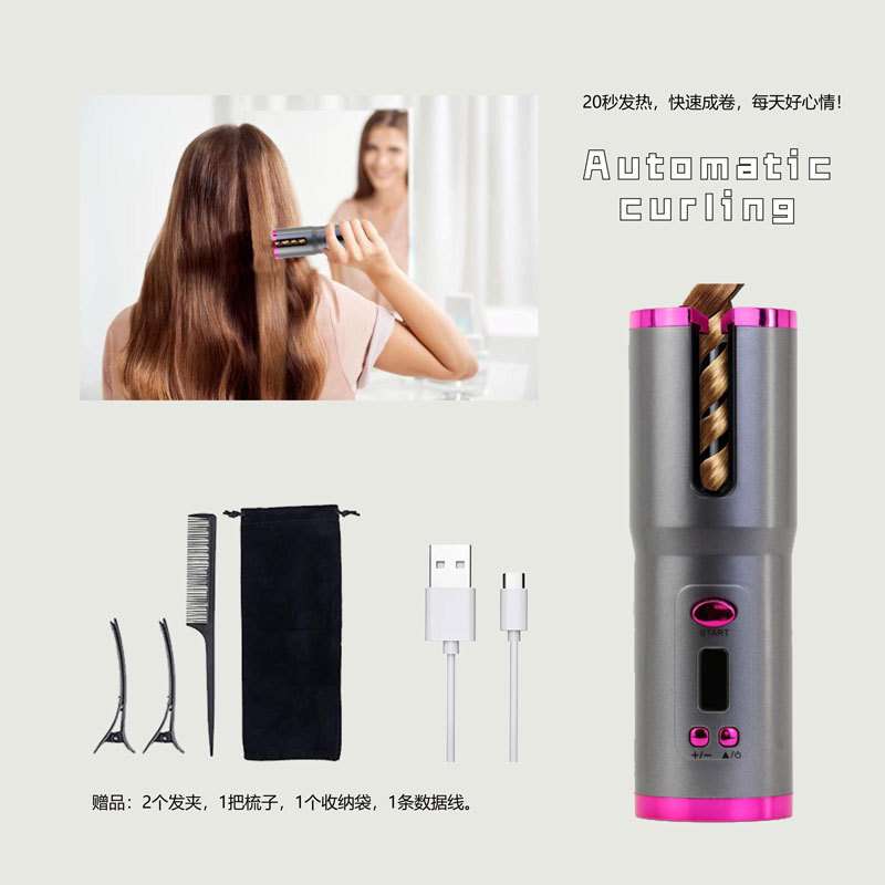 髪を傷めない全自動ヘアアイロン、充電式ヘアアイロン、ミニUSBワイヤレスヘアアイロン、外国貿易|undefined