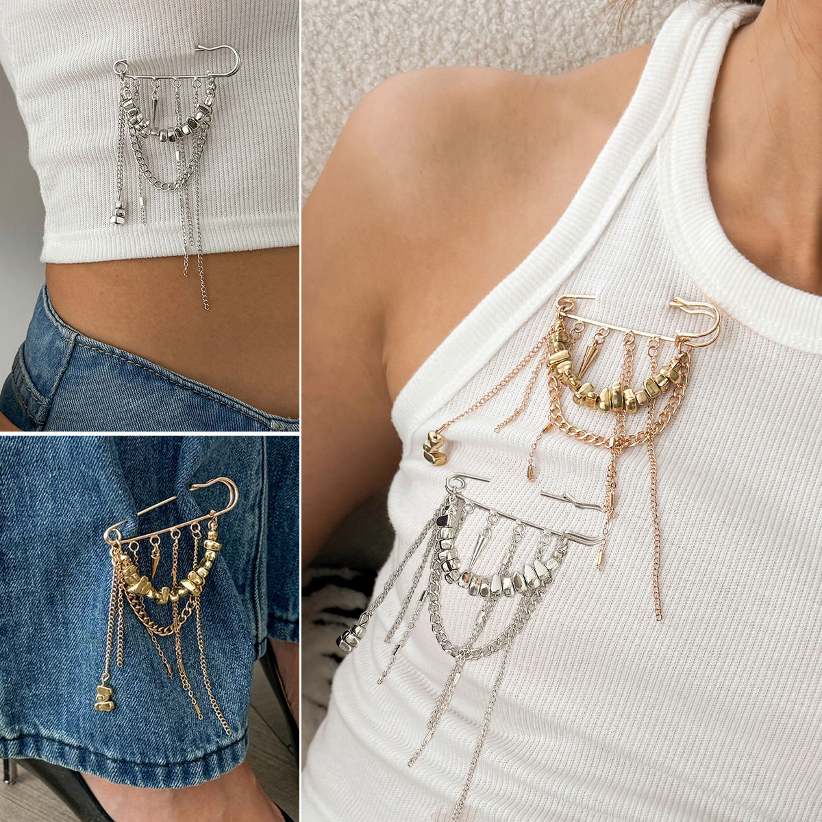 brand pin with tassels