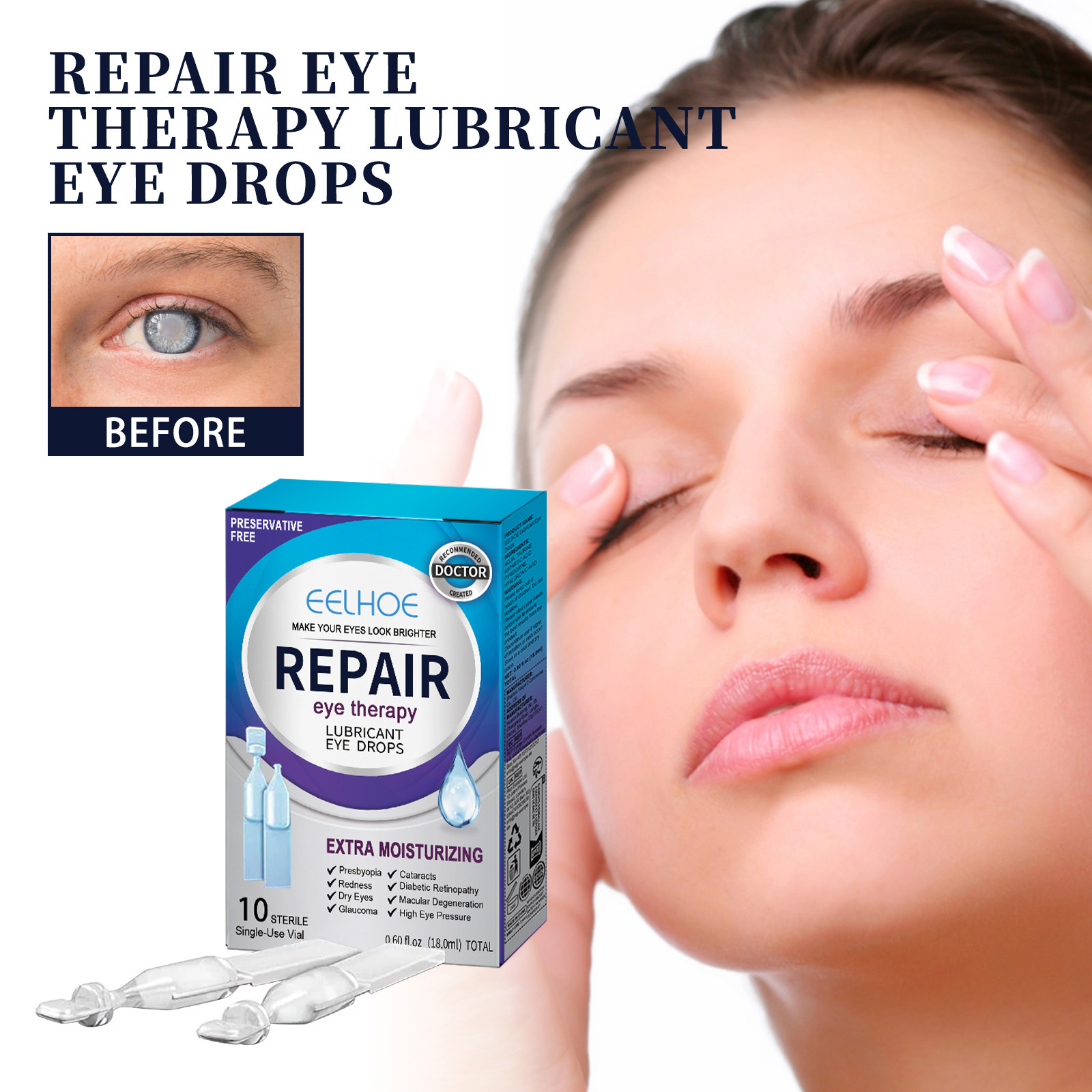 Cross-Border Hot-Selling Product Eelhoe Eye Care Solution Gentle Care, Moisturizing and Elasticity-Enhancing Eye Care Solution