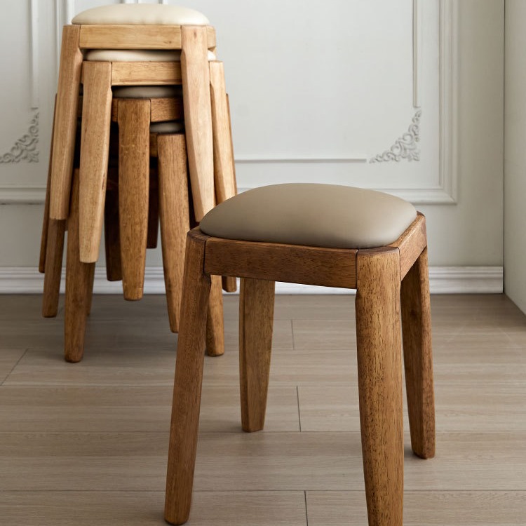 단단한 나무 의자 홈 거실 식탁 대기 의자 빛 럭셔리 소프트 가방 스퀘어 의자 현대 간단한 메이크업 의자 스택