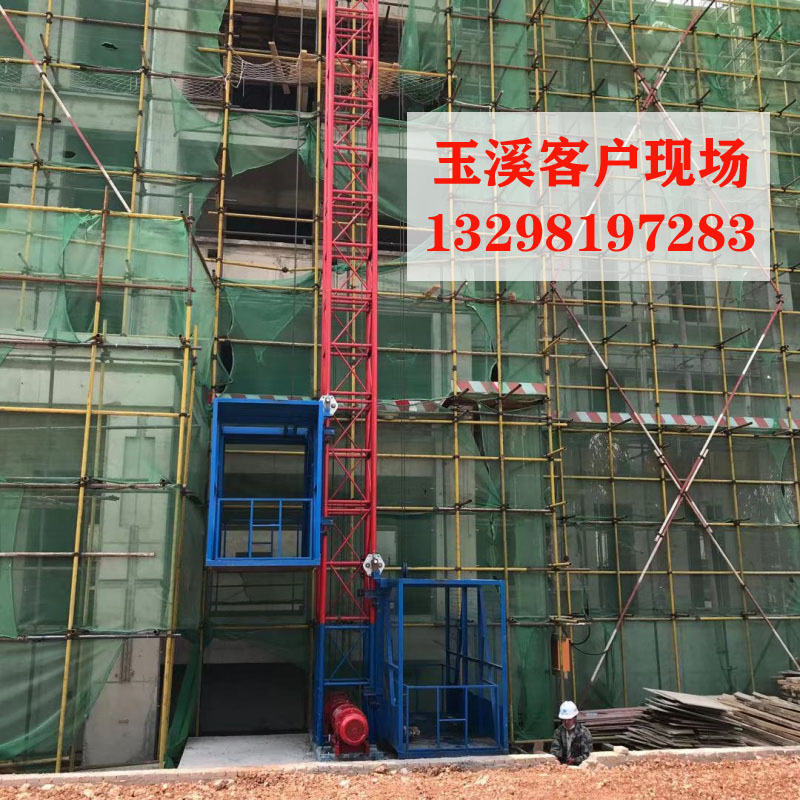 工地盖楼施工升降机 单柱双笼货物提升机 双防坠落物料升降机