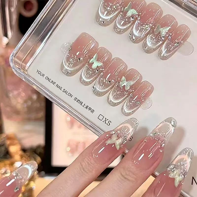 Aurora Butterfly Cat Eye Wearable Nails, Purely Handmade French Style, High-End, Brightening, Wearable Finished Nail Tips Wholesale Aurora Butterfly Cat Eye Wearable Nails, Purely Handmade French Style, High-End, Brightening, Wearable Finished Nail Tips Wholesale
