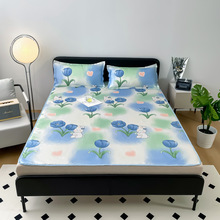 跨境亚马逊冰丝凉席三件套夏季双人可水洗折叠空调席软席厂家批发