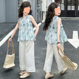 套装韩版夏季碎花女童图片色现货裤套装灯芯绒兔毛梦施长袖薄款