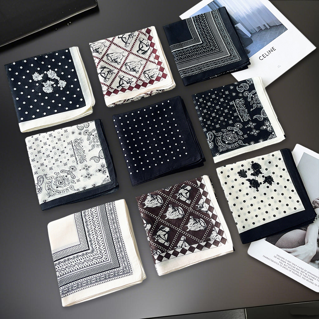 ¡Deja tu propio dinero! Mezcla de algodón puro de seda Los bloggers coreanos recomiendan ins Pañuelo de seda de flores de anacardo literario retro Pañuelo cuadrado pequeño