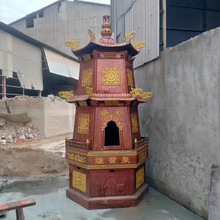六角形塔式聚宝焚金炉多层飞檐龙纹化纸炉寺院道观支持图文定制