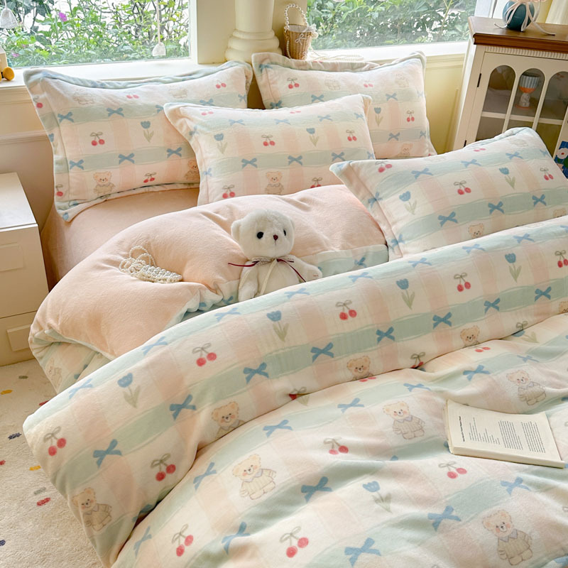 Invierno flor de leche de invierno cubierta de edredón 150x200 invierno flange coral cubierta de edredón individual más edredón