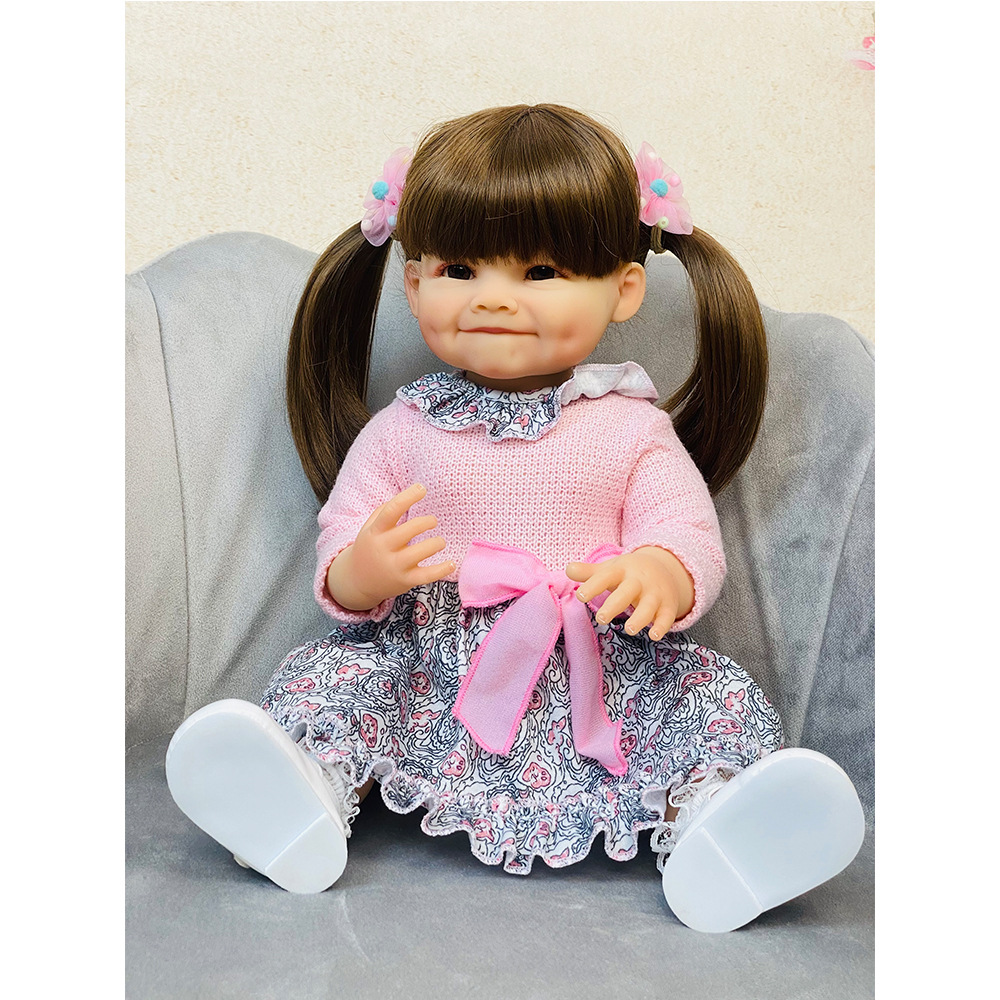 Nueva 55cm simulación bebé reborn muñeca juguete transfronterizo muñeca llena de vinilo TikTok entrega de una pieza