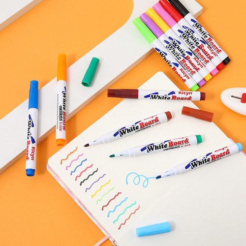 Internet celebrity creative floating pen 12 colors erasable and washable whiteboard pen student teaching office water-based marker pen wholesale