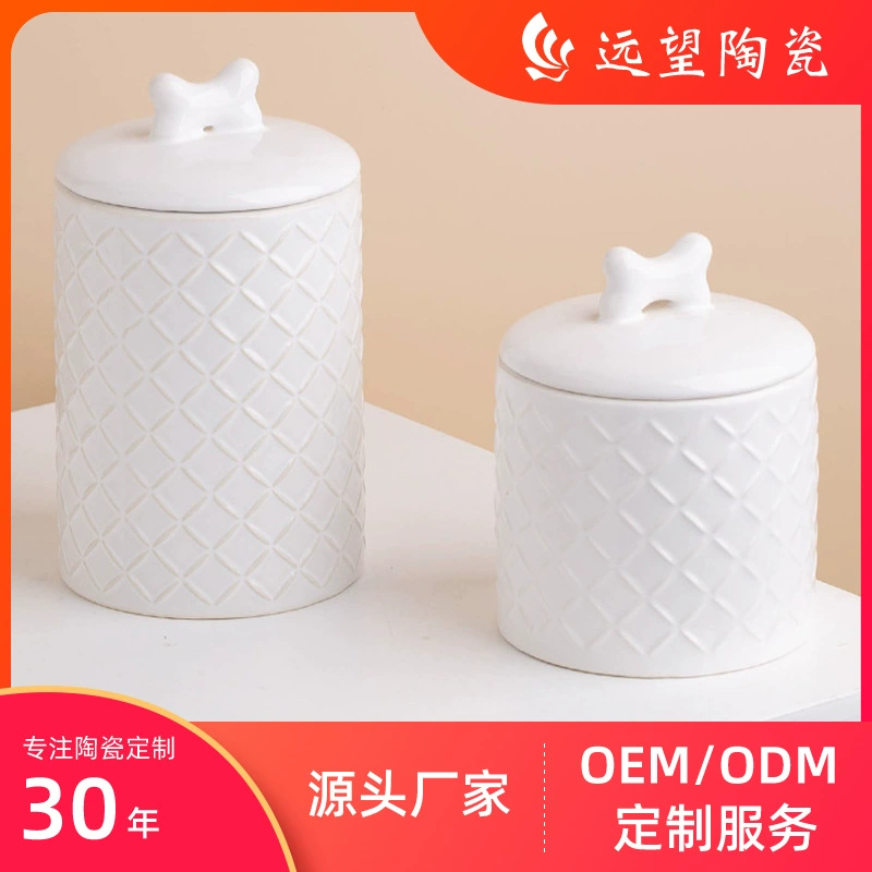 Внешняя торговля изготовленные на заказ керамические банки для зерна для домашних животных чайные банки с крышкой круглая прямая трубка заводская цена Современные Простые декоративные банки