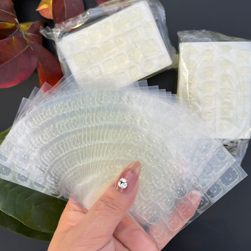 New Ultra-Thin Sticky Jelly Glue Yellow Glue Manicure Double-Sided Tape Wholesale Waterproof One Piece 24 Pieces Wearable Nail Jelly Glue