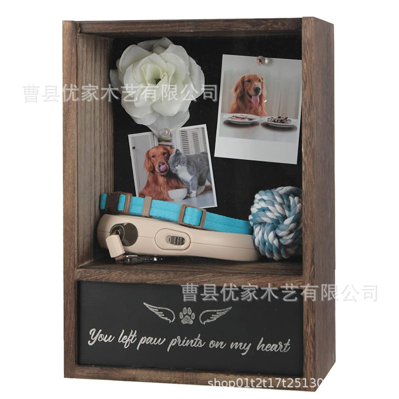跨境木制宠物纪念影盒纪念礼品框架宠物骨灰展示盒猫狗纪念收纳盒
