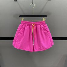 糖果色抽绳阔腿裤女夏季薄款松紧腰显瘦跑步运动A字速干休闲短裤