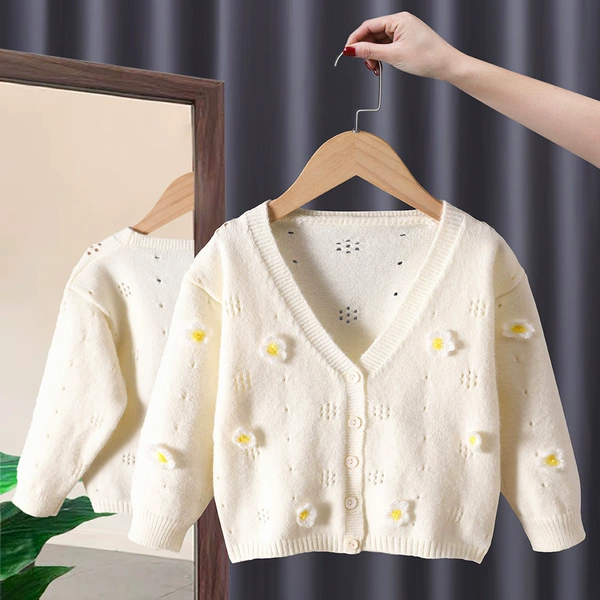 White [K201 full of flowers cardigan]