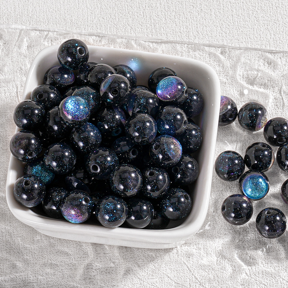 [100 piezas] cuentas de resina brillantes cuentas de ojo de gato cuentas de cielo estrellado diy material de cuentas de cadena de teléfono móvil hecho a mano