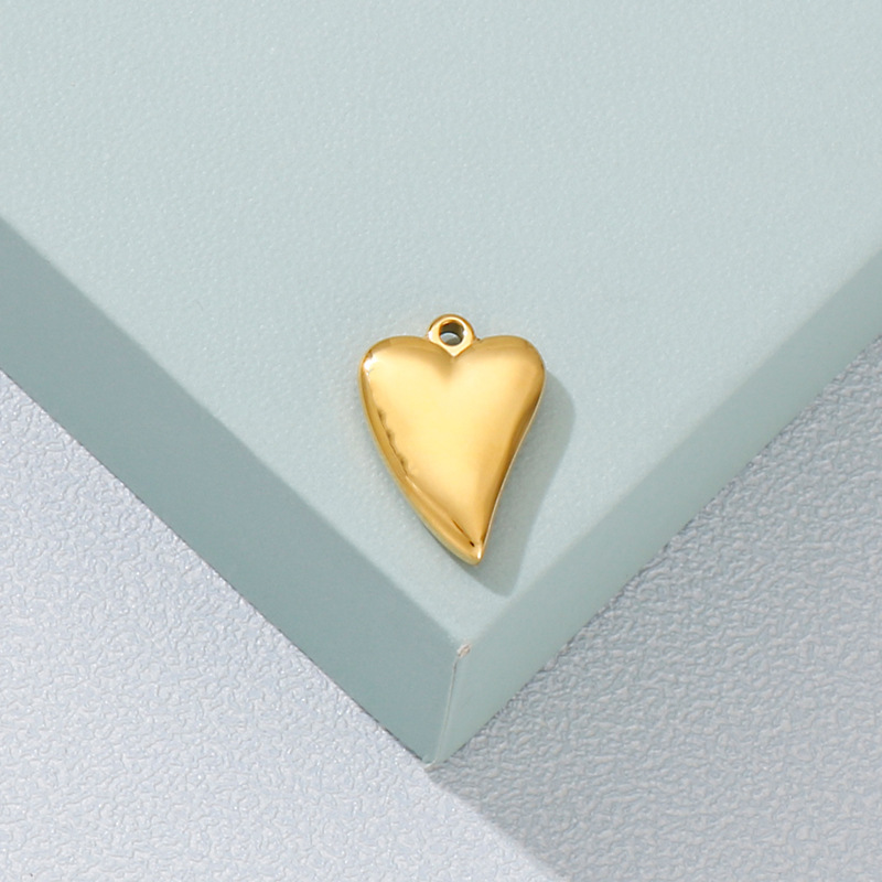 18K Real Gold Plated Plating Material 1 Piece Stainless Steel 18K Gold Plated Heart Shape Polished Pendant