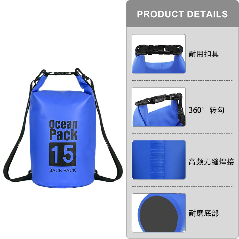 Bolsa impermeable tipo cubo de PVC, portátil, ideal para playa, río o senderismo, venta por mayor image 4