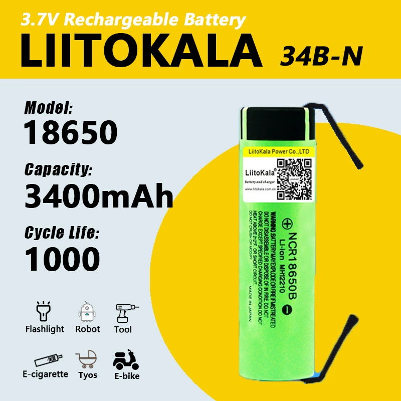 LiitoKala [跨境专供 34B-N NCR18650B 18650 3400mAh литиевый аккумулятор 3.7V]