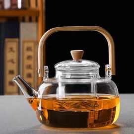玻璃煮茶壶竹木把茶具耐热加厚煮茶器电陶炉烧养生壶高硼硅煮茶壶