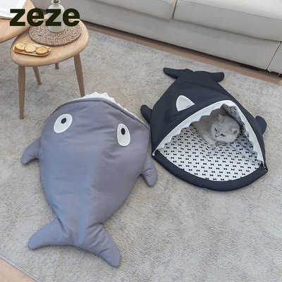 zeze鲨鱼睡袋 猫窝宠物垫子睡窝四季保暖超小型狗窝狗狗垫子窝