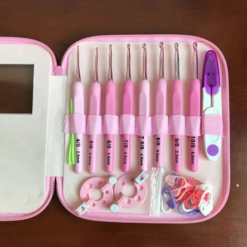 新商品グラデーションピンクの柔らかい柄のかぎ針セット日本のピンクのかわいいpuの針は編みの材料を包んで国境を越えます。|undefined