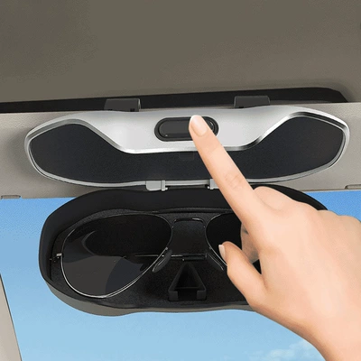 Push-Type Glasses Case, In-Car: Car Glasses Clip/Bill Clip