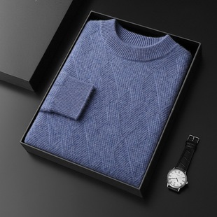 Mountain cashmere sweater men's round neck thickened seat knitted business casual autumn and winter New pullover knitted sweater loose plus size