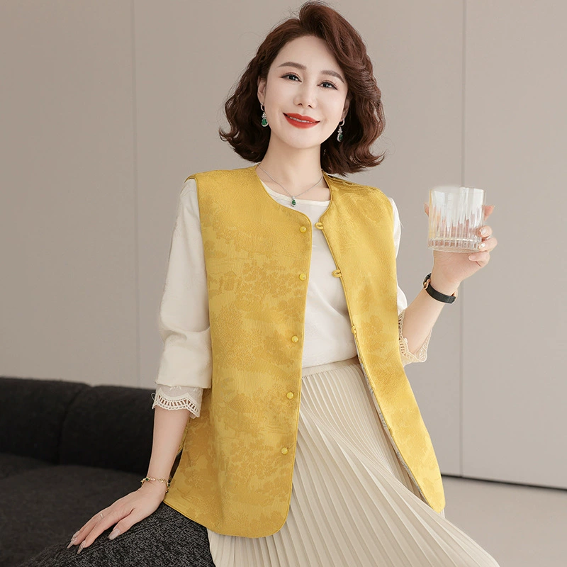 Новый китайский костюм мамы в китайском стиле с обоюдным жемчим для лошадей весной 2025 новый ретро однобортный дикий модный женский костюм