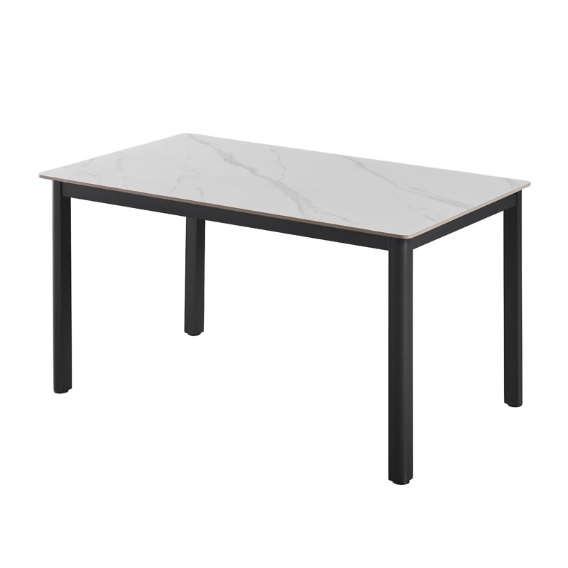 Mesa de comedor moderna minimalista de pizarra, mesa de comedor rectangular para uso doméstico, mesa pequeña con patas en forma de abanico para apartamento minimalista