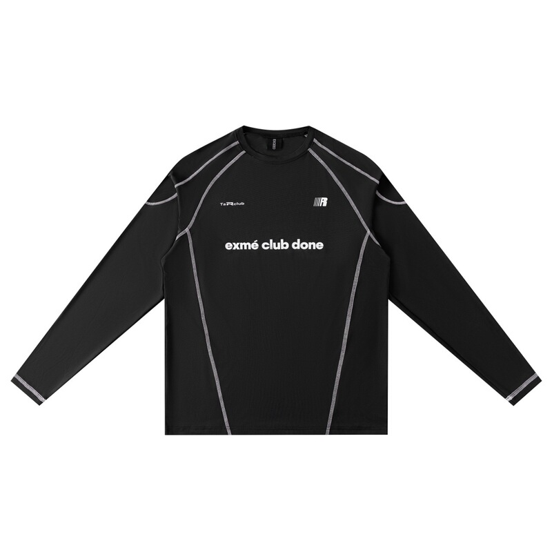 Letter Printed Splicing Long-Sleeved Quick-Drying Clothing for Men and Women Outdoor Sports Cycling Couple Loose T-Shirt Casual Tops