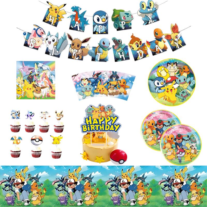 Spot Birthday Party Supplies Set Yellow Pikachu Disposable Tableware Paper Plate Paper Cup Paper Towel Pull Flag Tablecloth Spot Birthday Party Supplies Set Yellow Pikachu Disposable Tableware Paper Plate Paper Cup Paper Towel Pull Flag Tablecloth