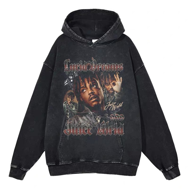 Eminem Travis Scott Tupac XXX American Hip Hop Rap Vintage Imprint Water Washed Hooded Sweater
