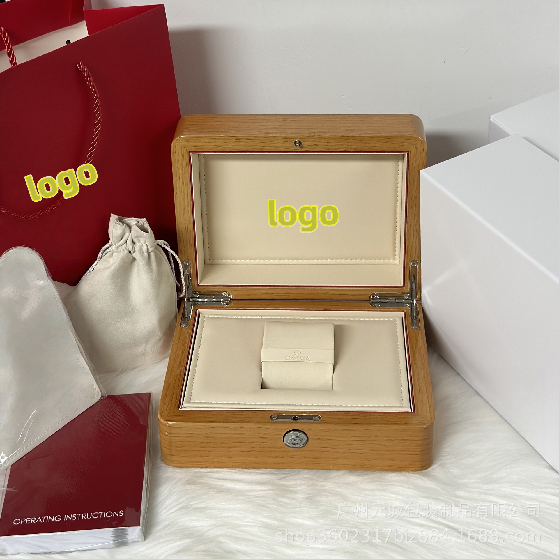 Omega Brown Wooden High-End Watch Box Seahorse Constellation Butterfly Flying Omega Home Packaging Full Set Gift Box Storage Wooden Box