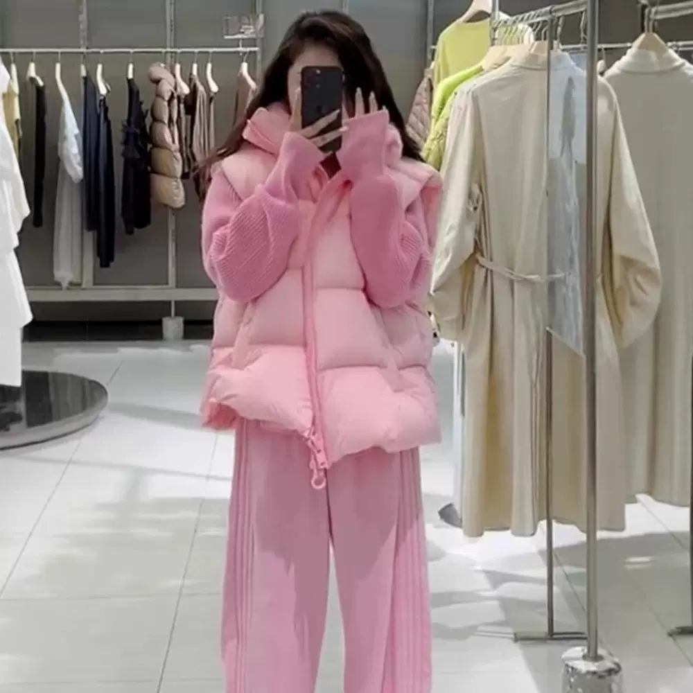 2025新款时尚粉色棉服马甲韩版休闲女装高级感小香风夹克上衣潮