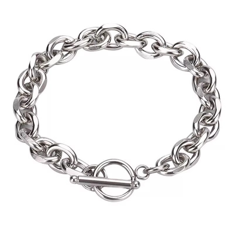 990 Pure Silver Bracelet for Men with Ot Clasp, Interlocking Cross Chain, Trendy, Stylish, Unique, Simple, Elegant, Chunky Jewelry