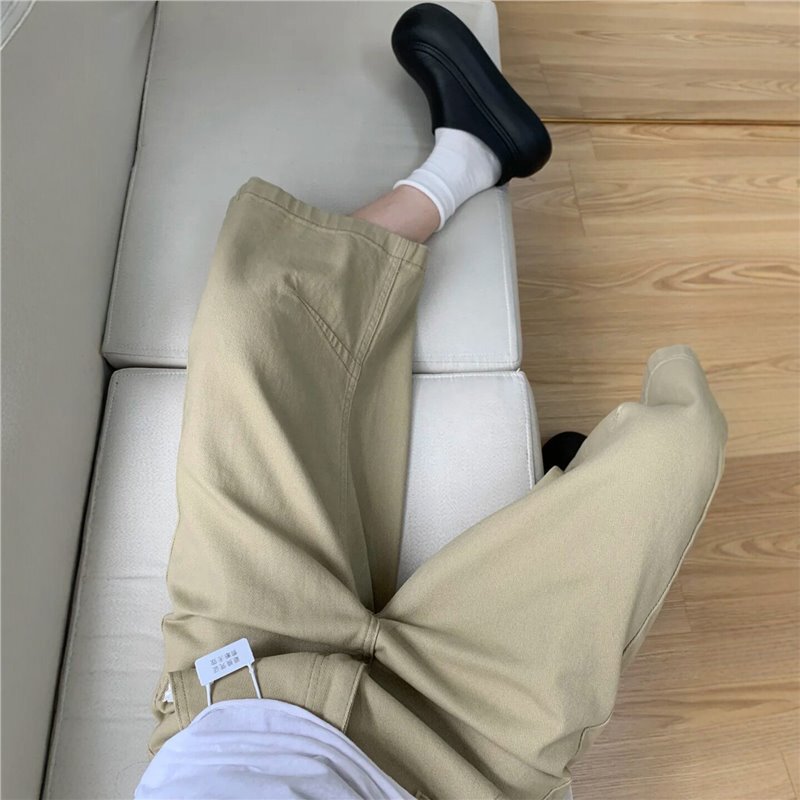Khaki Straight-Leg Cropped Jeans for Women, Summer Plus-Size, High-Waisted, Slimming, Loose Fit, Petite Wide-Leg Shorts