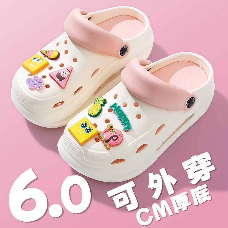 Spongebob Women's Cave Shoes Women's Summer New Thick Sole Comfortable Lightweight Non-slip Slippers Sandals