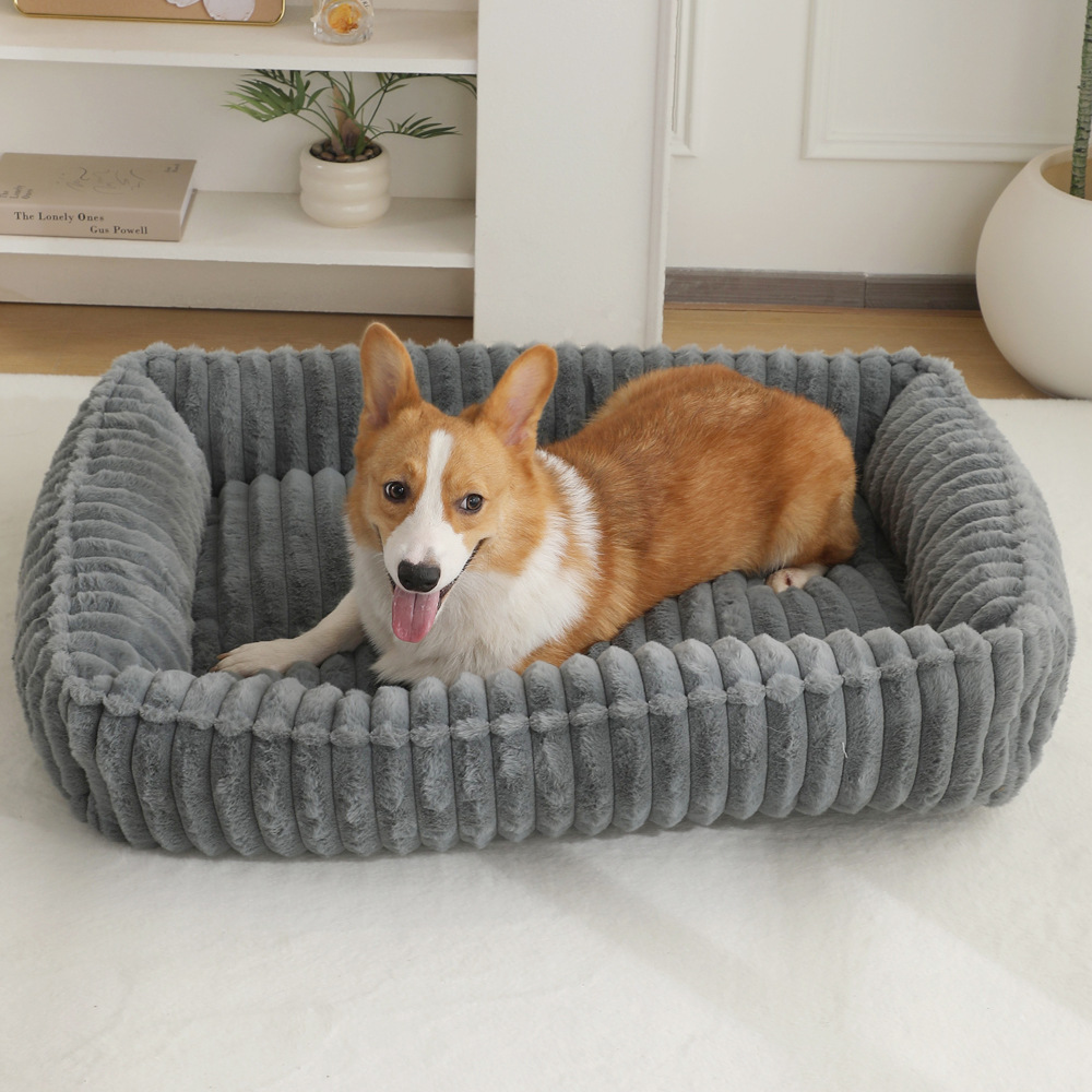 Nuevos productos para mascotas nido gato nido de lana rayada invierno cálido mascotas sofá cama para perros cómodas cojines para gatos perros mascotas