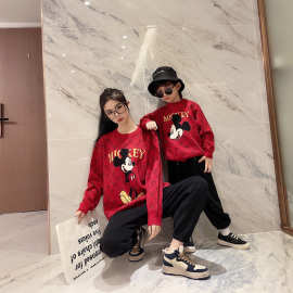 2022亲子装秋婴儿套装母女子短袖毛衣针织套头男女潮纯棉休闲百搭