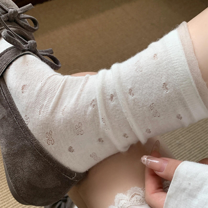 Summer Thin Socks for Women, White Pure Cotton Mesh Ballet-Style Mid-Calf Socks, Breathable Mesh Slouch Socks, Zhuji Socks Summer Thin Socks for Women, White Pure Cotton Mesh Ballet-Style Mid-Calf Socks, Breathable Mesh Slouch Socks, Zhuji Socks