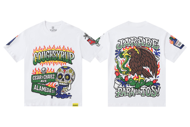 あれ。 SA AWFUL LOT OF COUGH SYRUP メンズ ヒップホップ ラップコラボ 半袖Tシャツ|undefined