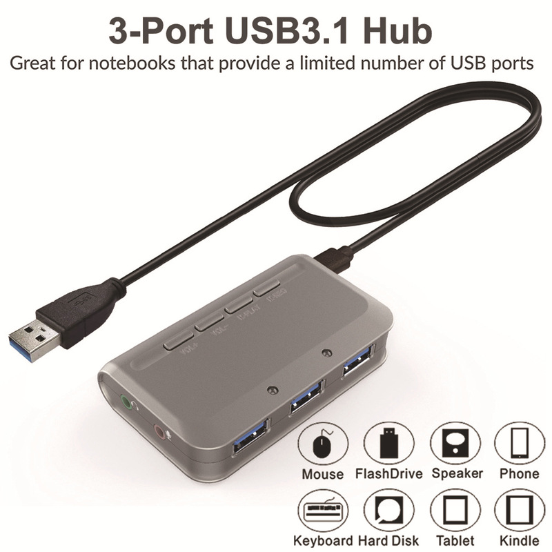 PS5 PS4 PC computer USB3.1HUB three-port hub variable sound card headset high-speed docking station cross-border